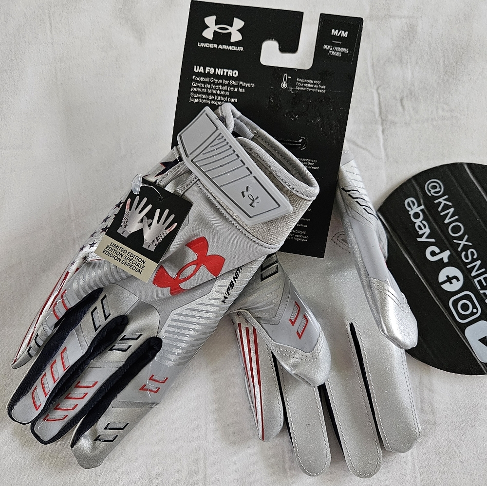 Under Armour UA F9 Nitro Glue Grip LE Football Gloves 1381942-012 Size Medium